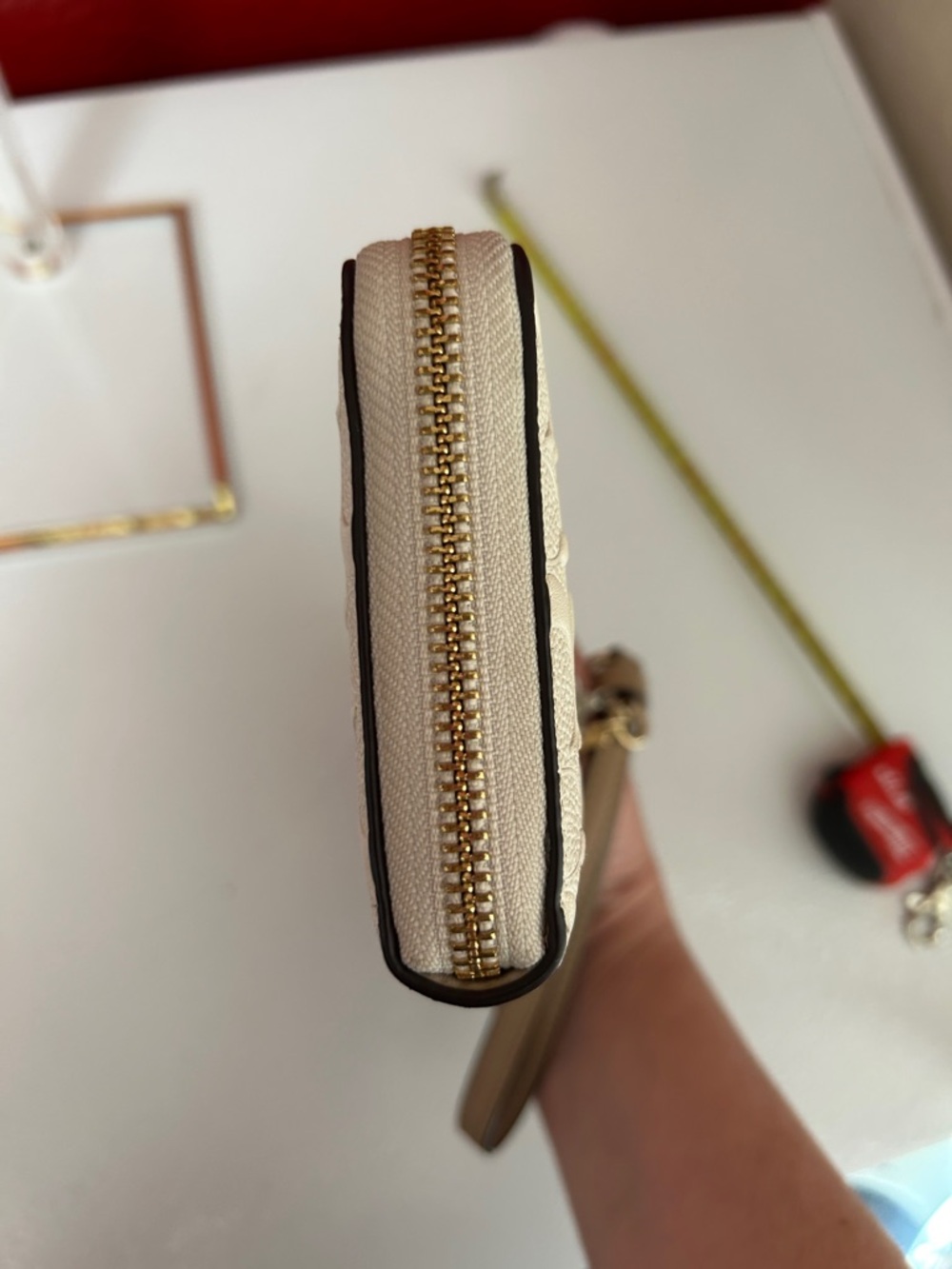 Coach Ivory Signature Zip Around Wallet Wristlet with Charm - Picture 9 of 11